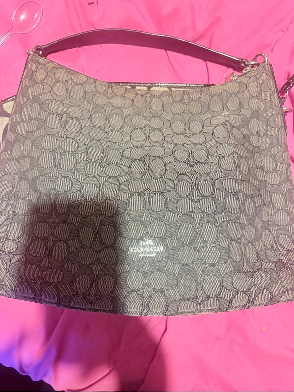 Coach Soho Signature Hobo Bag in Black and Gray